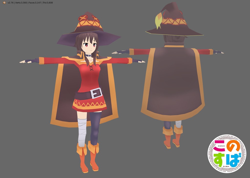 megumin low poly preview image 3